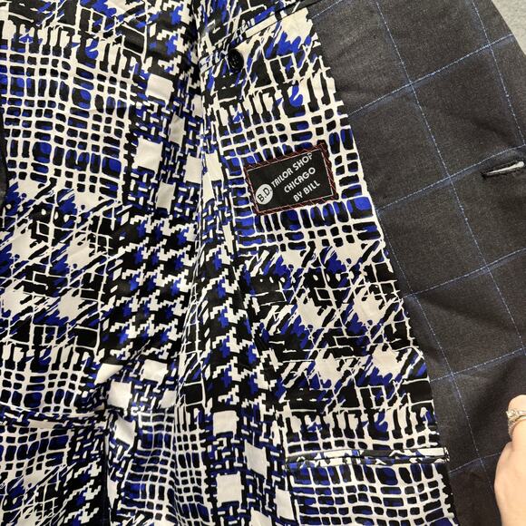 Loro Piana Fabric Blazer Mens 48 L Custom Made Jacket Gray Blue Wool Sport Coat - Picture 7 of 8